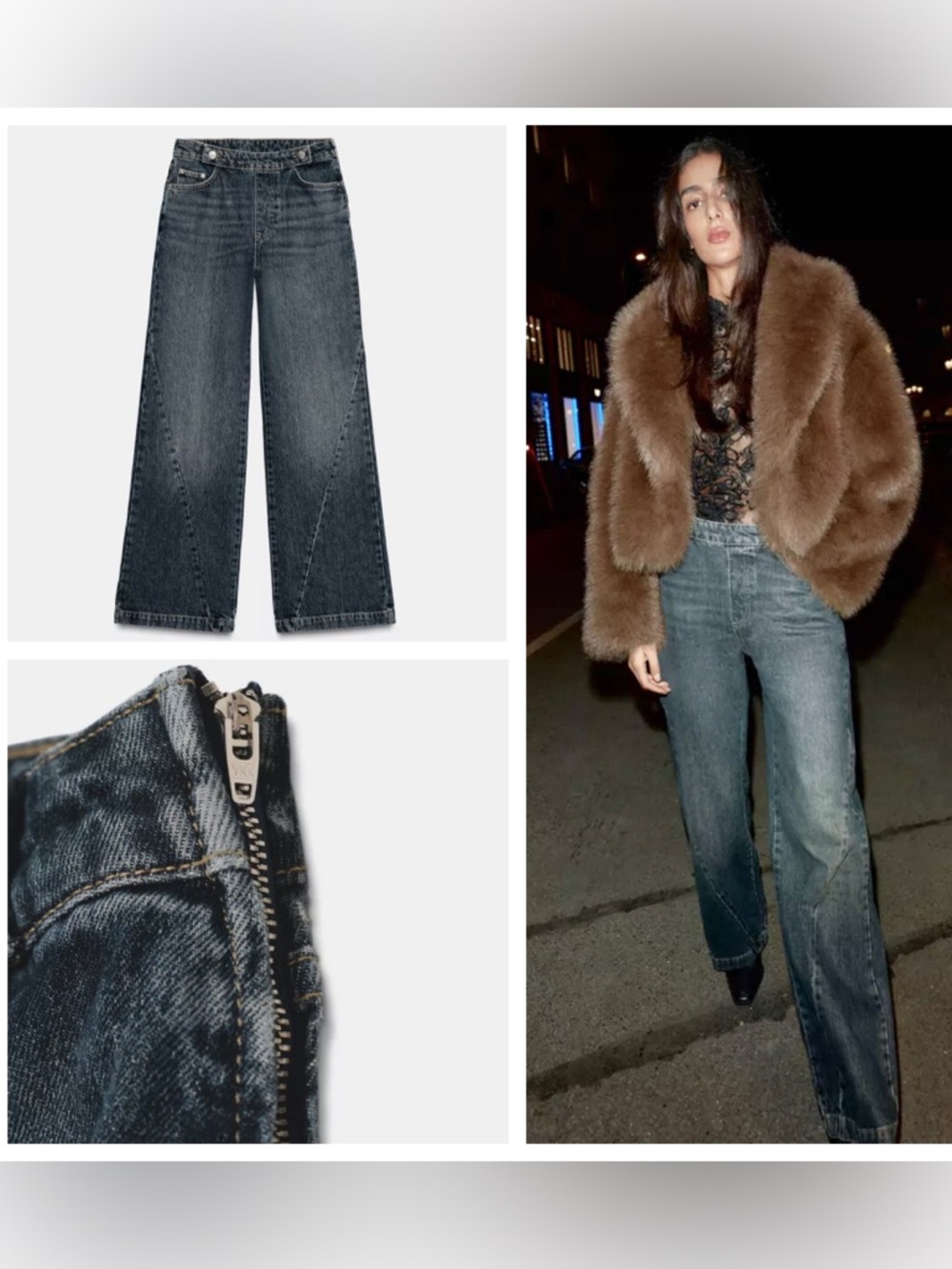 Zara Z1975 Flare Mid-Waist Jeans With Buttons